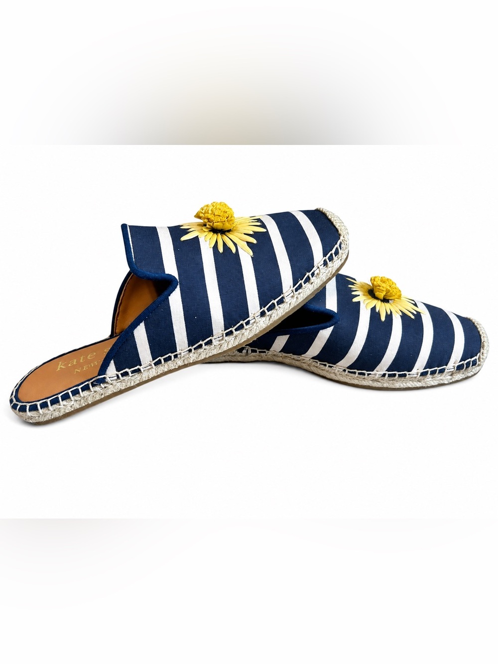Kate Spade Solero Stripe Espadrille Mule Slides Sun Flower 6.5 - Picture 2 of 10